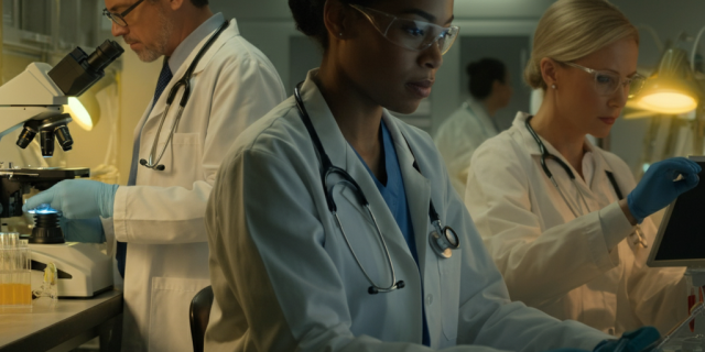 three doctors in lab three doctors in lab